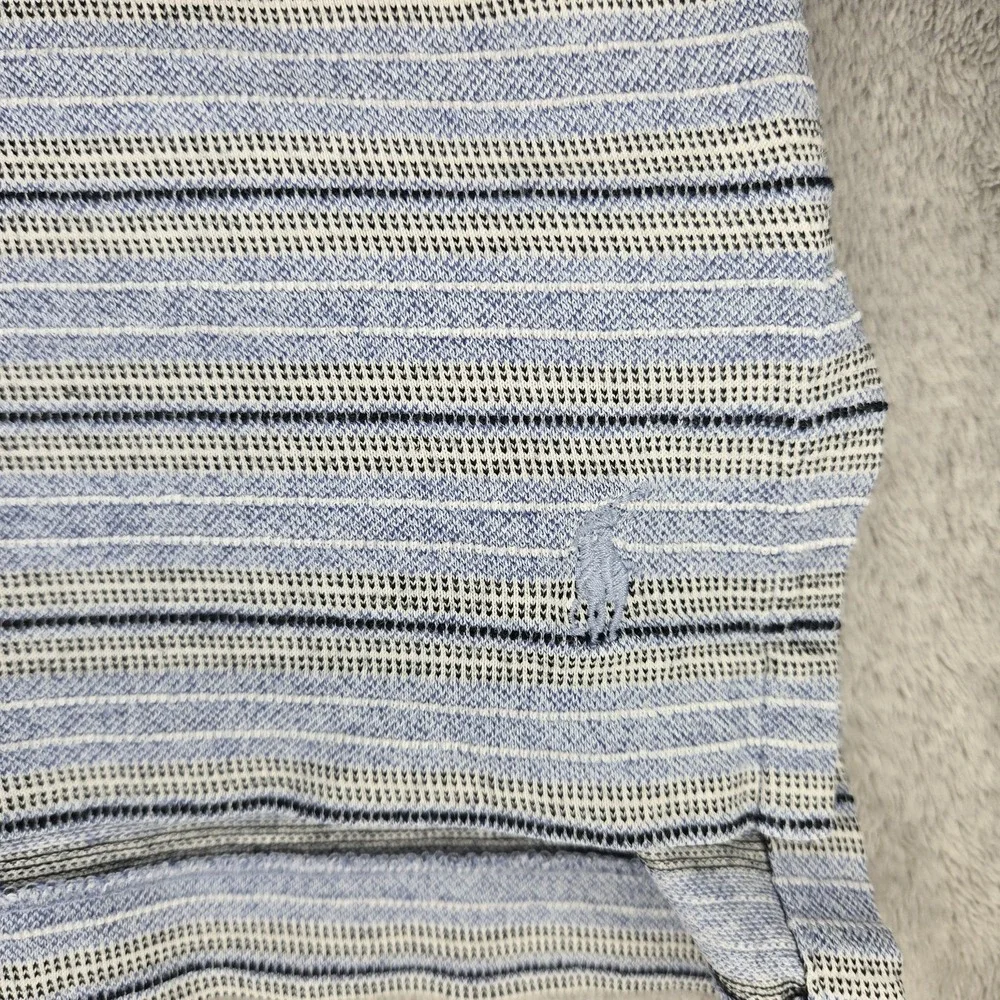 Polo Ralph Lauren Polo Shirt Mens L Blue Striped Pima Cotton Pocket